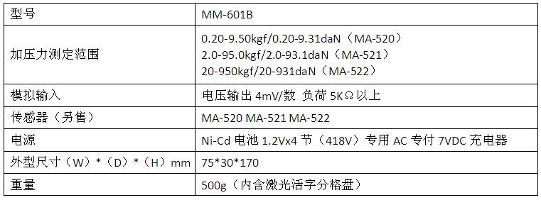 MM-601B点焊压力测试仪产品参数